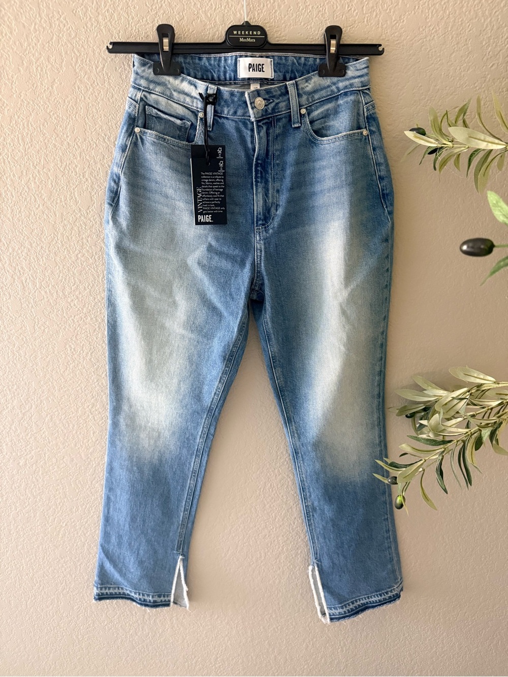 PAIGE High Rise Straight Leg Jeans Light Wash Hem NWT Women’s Denim - Picture 2 of 8